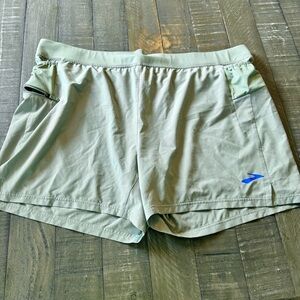 Brooks Men's Running Shorts RUN HAPPY Size XXL Green Athletic Outdoor Athleisure